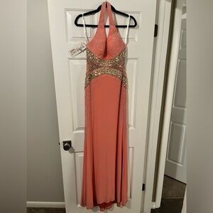 NWT Coral Tony Bowls Rhinestone Gown Size 0